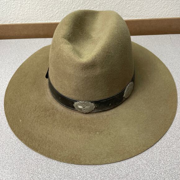 Dorfman Pacific Gunslinger Hat Green Wool Felt Leather Band Concho Thunderbird 7 - Picture 4 of 14